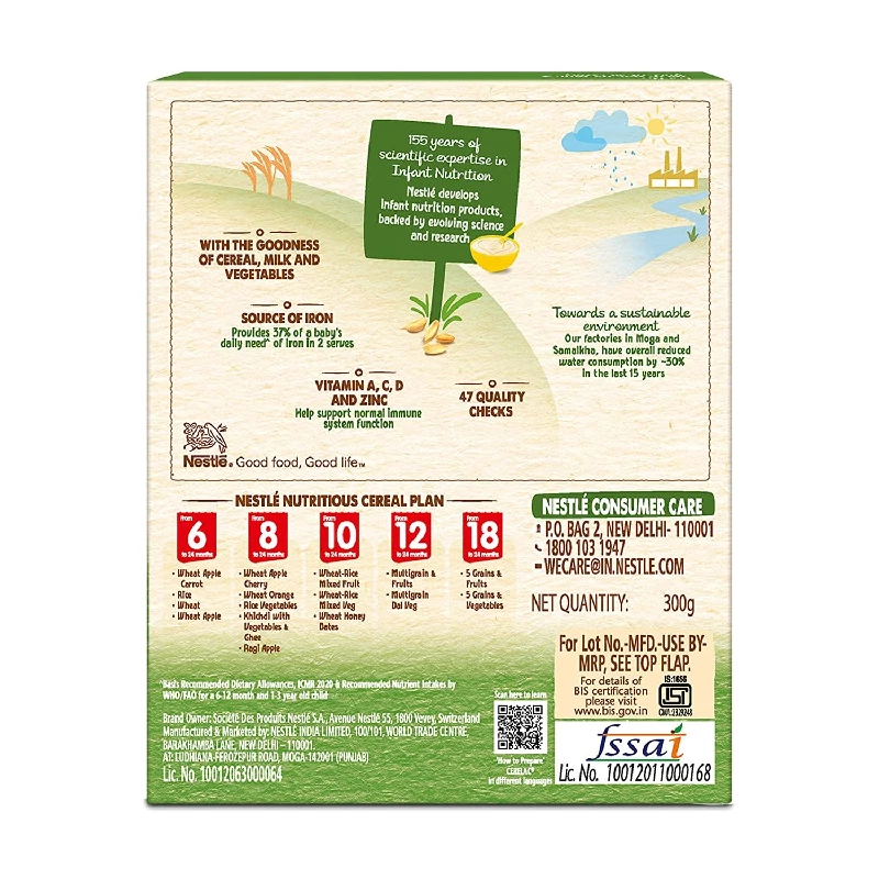 Nestle Cerelac Baby Cereal with Milk, Wheat - Rice Mixed Veg From 10 to 24 Months Stage 3, 300 g-2.webp